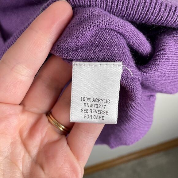 y2k Purple Argyle Plaid Academia Preppy Knit Cardigan Sweater Size 1X Soft Cozy - Picture 7 of 8